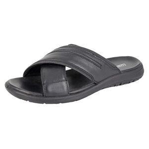 Roamers Mens Nubuck Crossover Strap Mules / Black